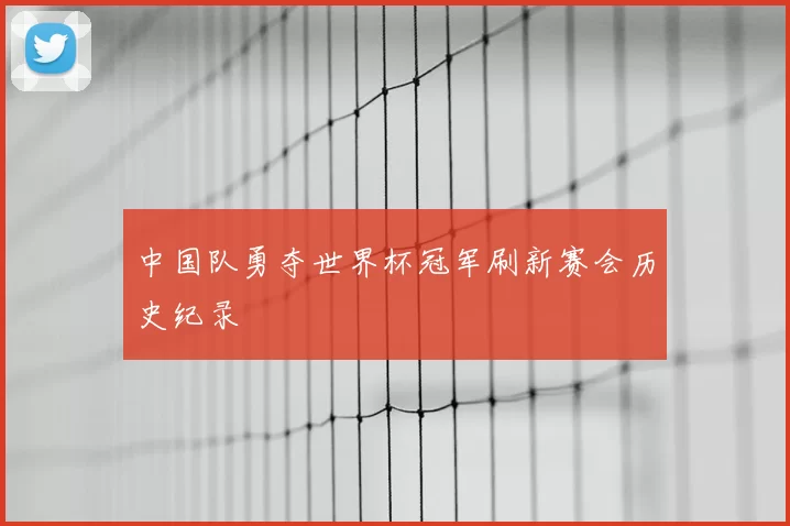 中国队勇夺世界杯冠军刷新赛会历史纪录
